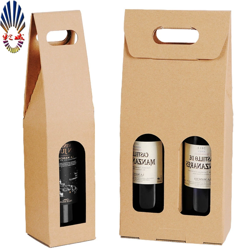 Крафт Бумага Рифленая Коробка Вина Двойной Пакет Коробка Подарка Красного Вина Портативная Коробка Подарка Вина Красное Вино Универсальная Упаковка