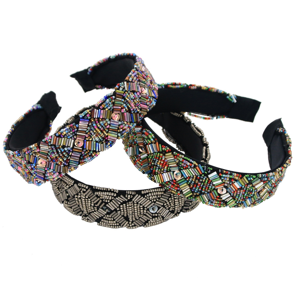 Stained Glass Rice Beads Headband Handmade Christmas Headband Nihaojewelry Wholesale display picture 1