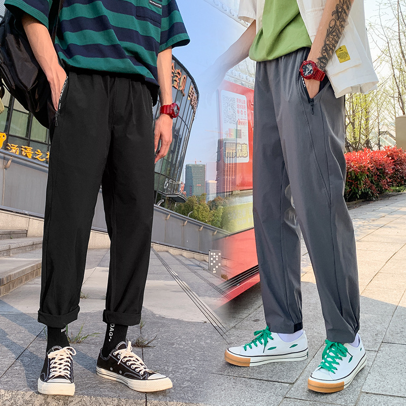 运动裤男夏季薄款足球训练骑行宽松非速干休闲直筒健身跑步长裤子|ru