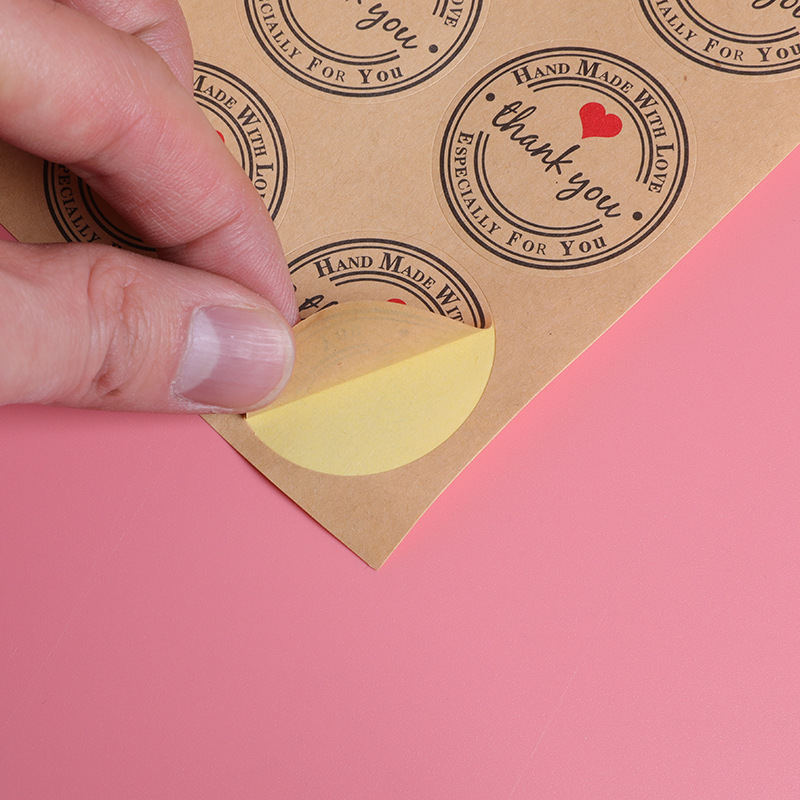 Kraft Paper Material Love Heart Thank You Sealing Kraft Paper Decorative Sticker 12 Gift Packaging Stickers