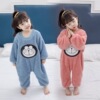 children pajamas boy thickening baby Boy girl Cartoon Coral Flannel Conjoined Home Furnishings Autumn and winter