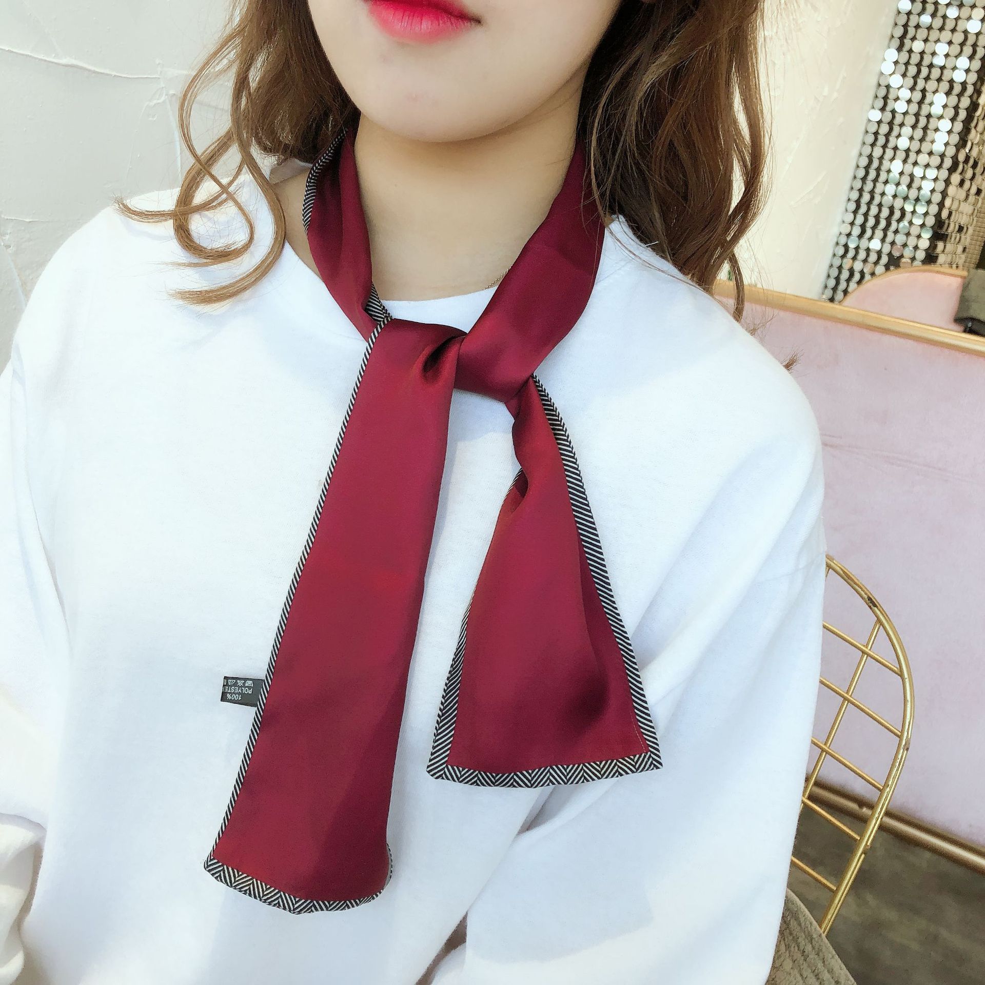 Korean Pure Color Retro Scarf Tie display picture 8