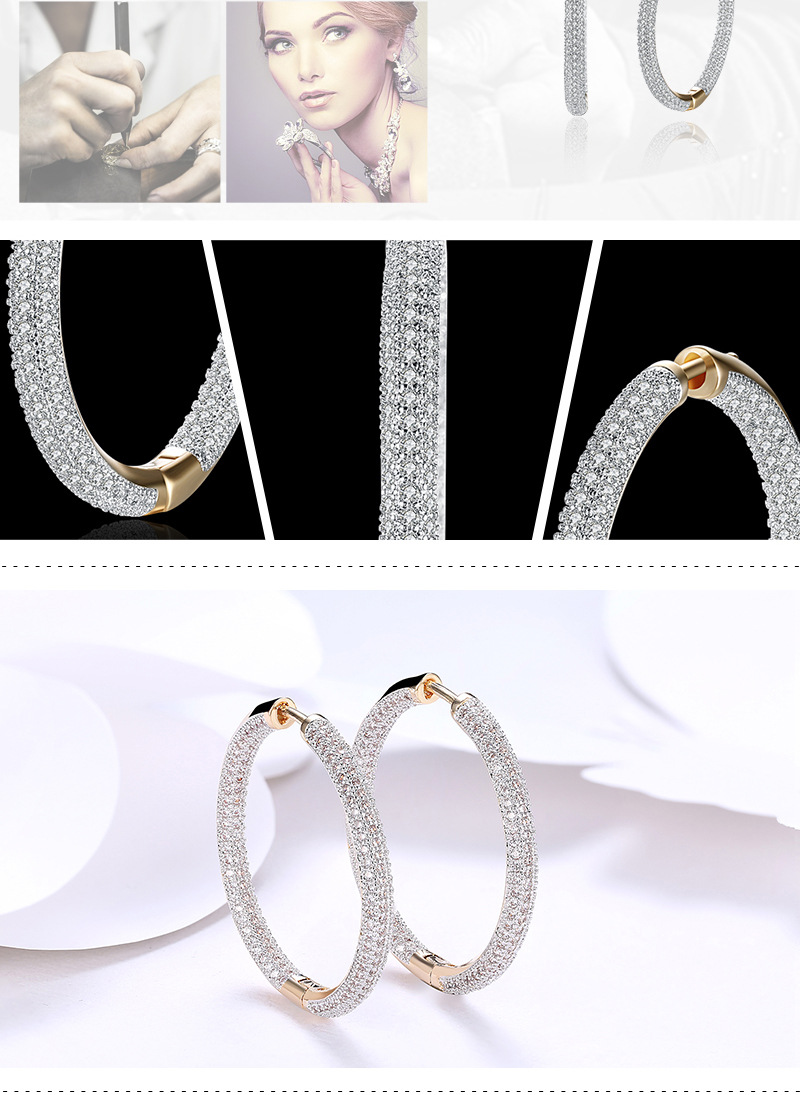 Simple Style Circle Brass Plating Zircon Earrings 1 Pair display picture 1