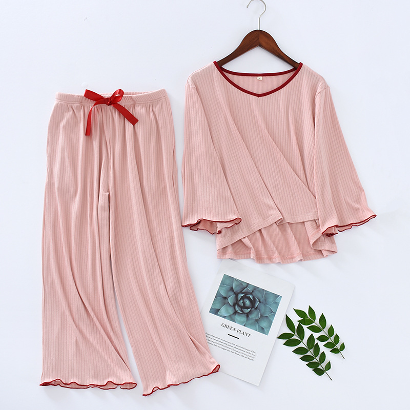 ピンククレープ七分袖七分パンツ