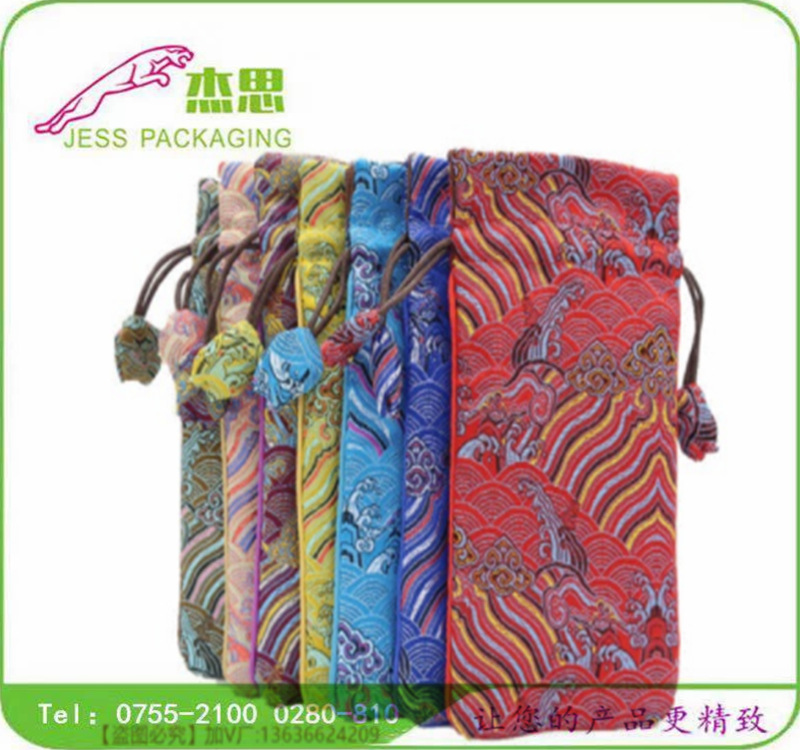 设计新款绸缎布黄金珠宝首饰袋玉器手镯抽绳包佛珠古玩束口袋