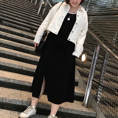 2019春夏新款大码女装过膝长款吊带开叉连衣裙打底内搭宽松胖mm女|ms