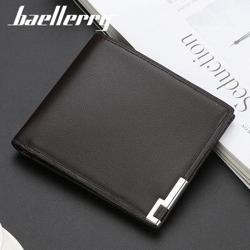 baellerry men's short wallet Korean style thin iron edge multi-card slot wallet horizontal and vertical card holder wholesale