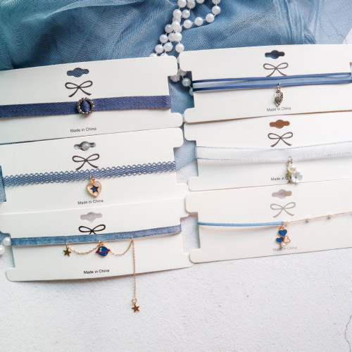 Japanese and Korean new choker choker necklace jewelry haze blue planet pendant neck strap short clavicle chain necklace for women