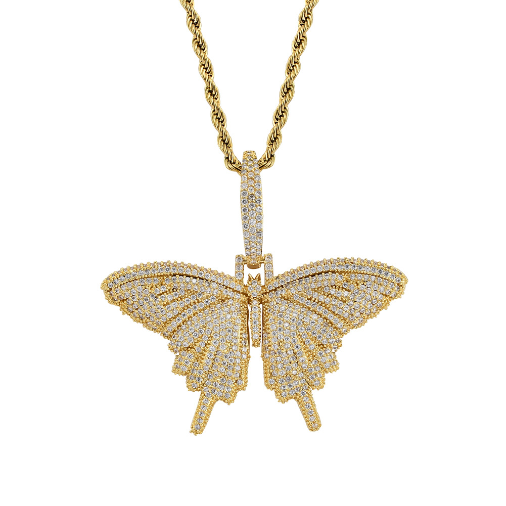  Hip-hop Jewelry Exquisite Simple Full Zirconium Butterfly Necklace Creative Mix And Match Exaggerated Large Butterfly Set Necklace