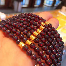 3D硬金足金999石榴石小蛮腰手链路路通叠戴手链实体店礼物跑量款