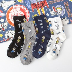 Japanese new mid-calf women's socks, cute puppy cotton cartoon socks for women, Charlie and the dog socks