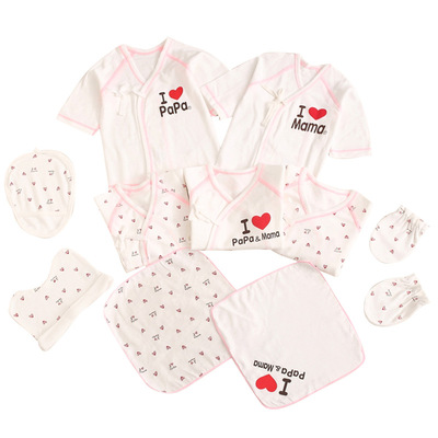 Newborn one-piece garment Romper Long sleeve 10 Set of parts papamama Baby Clothing Bagged Big gift bag On behalf of
