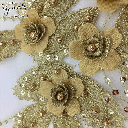 Embroidery three-dimensional hot diamond beads lace collar sequin accessories DIY applique clothing patches lace accessories wholesale