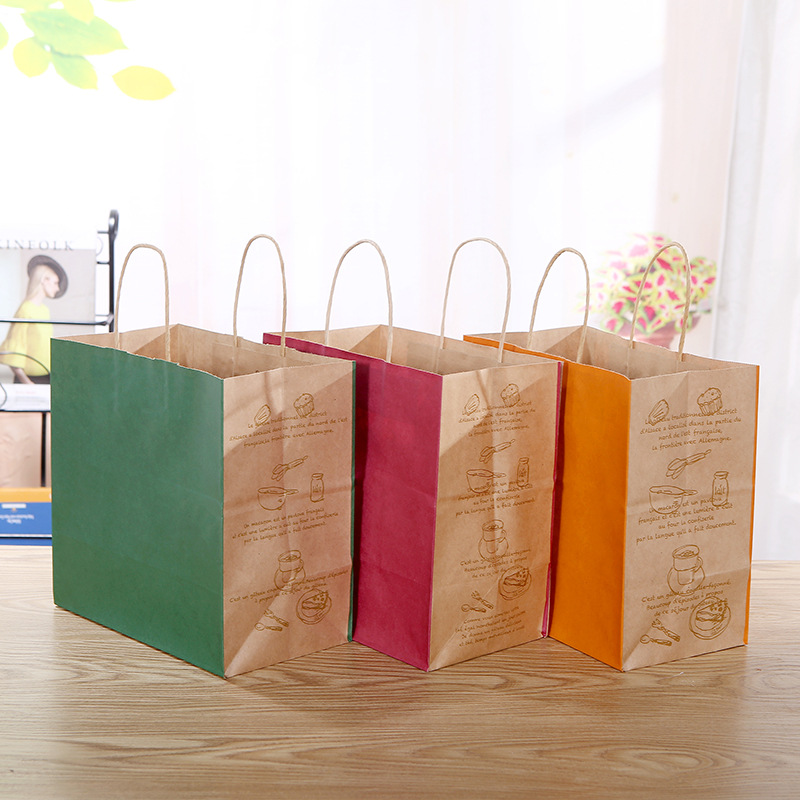可定制加印LOGO饰品店手提包装袋 纸质外卖打包袋烘焙蛋糕手提袋