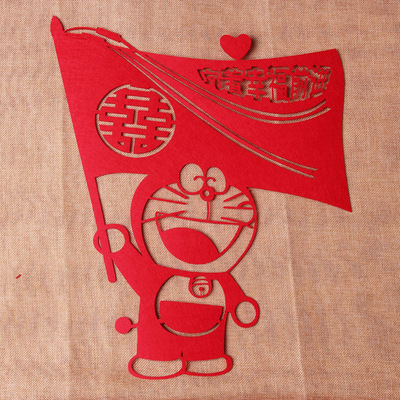 喜字结婚装饰无纺布婚庆用品大号绒布毛毡喜字贴婚房布置墙贴门贴