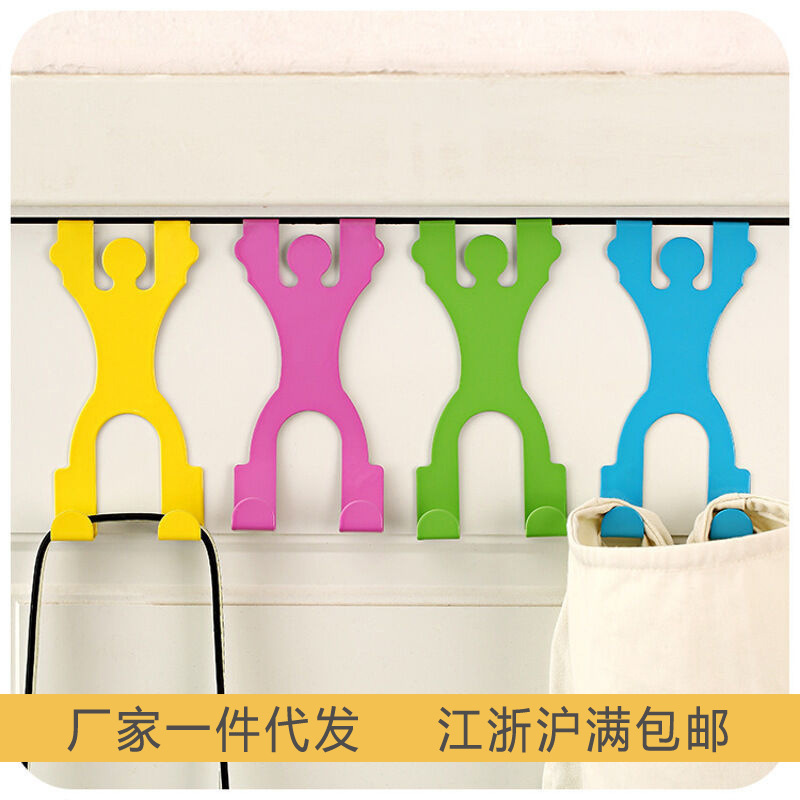 创意人形门背式挂钩 铁艺无痕门后衣服挂架 免钉挂衣架金属挂包钩