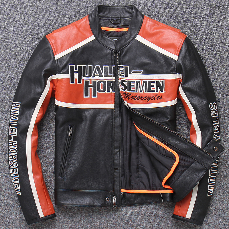 genuine leather leather clothing Men's Harley locomotive Jersey Top layer leather leather jacket winter coat men's wear
