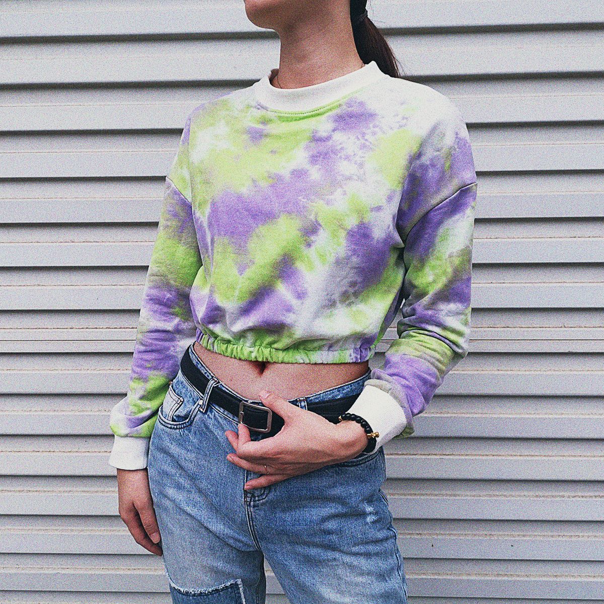 tie-dye printing long-sleeved pullover sweatshirt Nihaostyles wholesale clothing vendor NSLDY76329