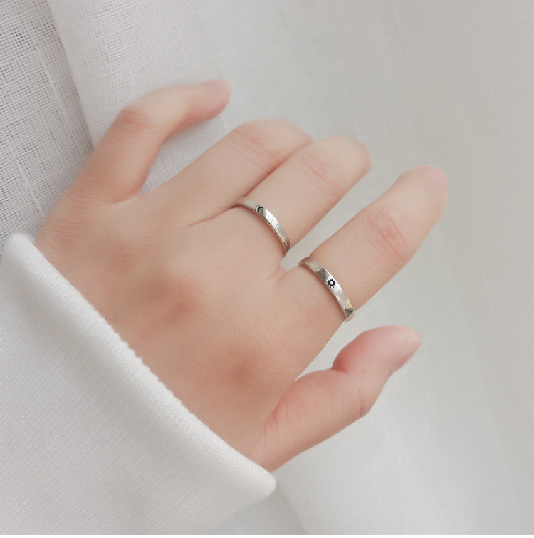 Simple Style Sun Moon Copper Plating Open Ring display picture 1
