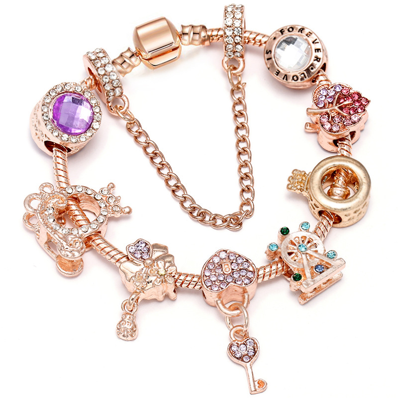 1 Piece Simple Style Heart Shape Flower Copper Plating Zircon Women's Bracelets display picture 3