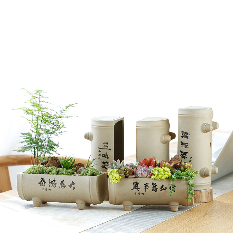 ceramic creative flowerpot engraved