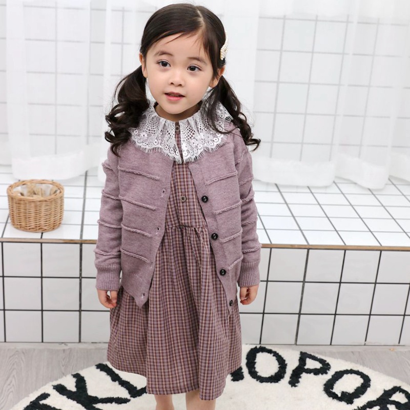 2019春季新款儿童毛衣中小童开衫外套韩版女童针织衫纯色百搭H112|ru