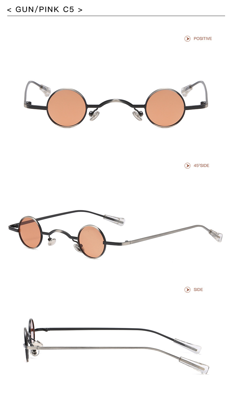 30g Weight Full Frame Glasses Structure Sunglasses Classification Tac, UV400 Protection Lens Material Round Frame Glasses Style Party, Stage Occasion Solid Color Pattern All Seasons Season Women's Gender Retro, Punk Style Retro Punk Solid Color Tac UV400 Protection Round Frame Full Frame Women's Sunglasses 16