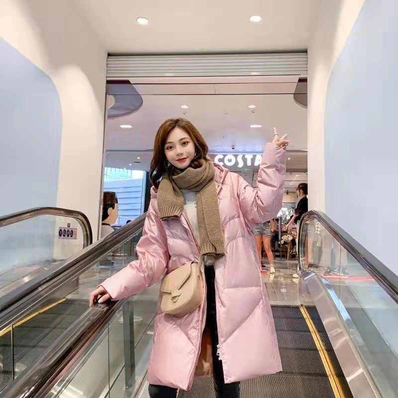 2019新款韓版白鴨絨羽絨服女 中長連帽寬松孕婦外套潮