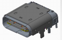 type-c 母座端子 DIP+SMT（前插后贴）板上式 ,带上盖 外壳无弹片