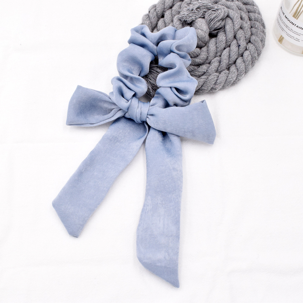 Simple Pure Color Satin Long Ribbon Hair Tie Ponytail Fabric Bow Elastic Rubber Band Head Rope Wholesale display picture 5