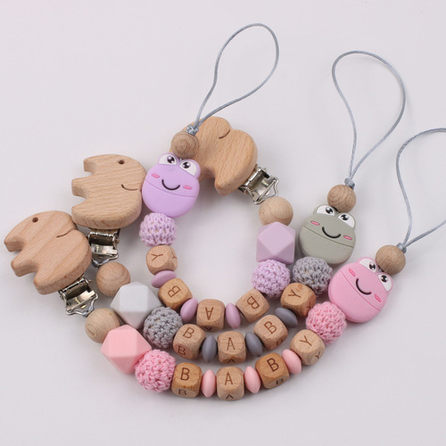 Foreign trade Amazon cartoon frog silicone pacifier chain baby beech teether chain toy anti-drop chain
