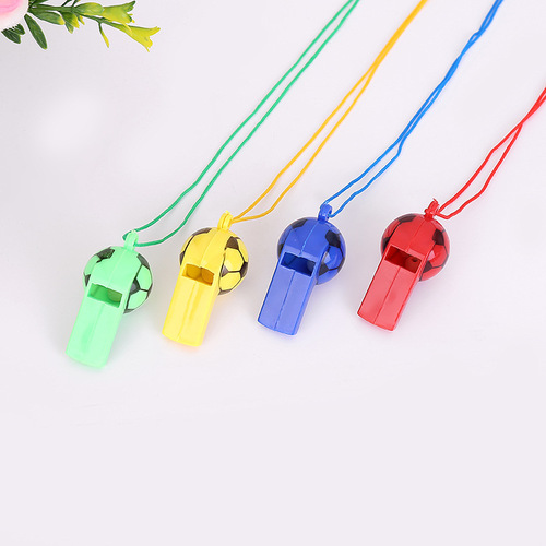 Plastic football whistle with rope, World Cup football referee whistle, cheering props, game whistle wholesale