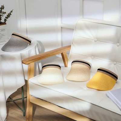 2019韩版夏季新款女士成人空顶草帽 女士户外登山防晒遮阳帽子女