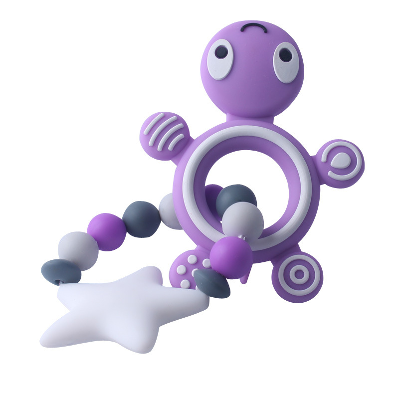 Nueva tortuga silicona mordedor bebé silicona Big Star molar juguete AliExpress Amazon mordedura pegamento