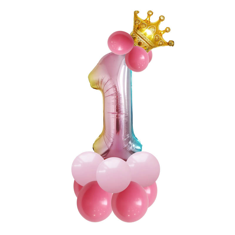 Birthday Balloon Crown Birthday Party Aluminum Film Balloon 32 Inch Digital Aluminum Film Balloon