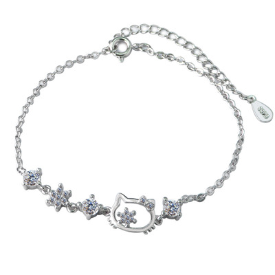 学生饰品 KT猫镶钻手链 女 卡通流行凯蒂猫手链 韩国潮流饰品批发