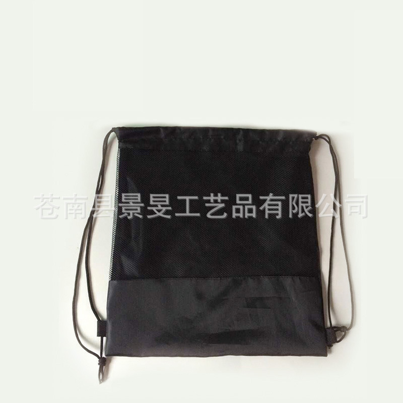 厂家批发210d束口袋 抽绳袋 简易背包 网格拼接 涤纶束口袋