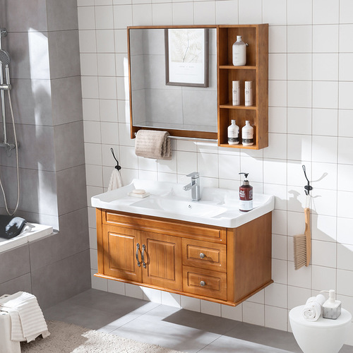 Manufacturer wholesale oak bathroom cabinet floor-standing bathroom cabinet high-end waterproof and moisture-proof bathroom washbasin combination cabinet