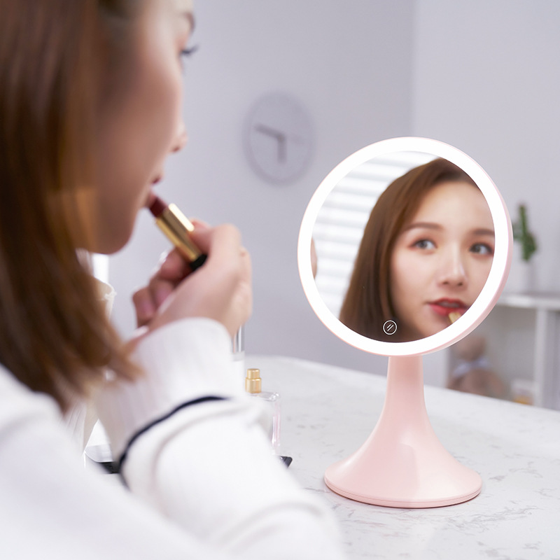厂家直销led化妆镜 2019新款充电式智能镜子LED补光单面化妆镜