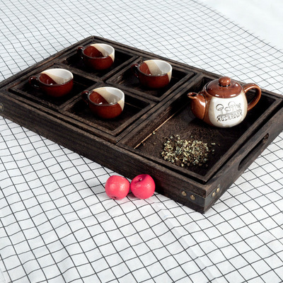 桐木燒色托盤 實木菜盤 日式木質複古套裝茶具幹果盤廠家直銷批發