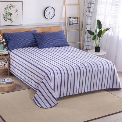 factory Direct selling pure cotton Coarse cloth summer sleeping mat sheet One piece On behalf of 1.5/1.8 Rice bed blue gray stripe
