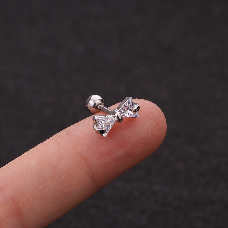 Fashion new zircon flower love bowknot screw alloy ear bone nails