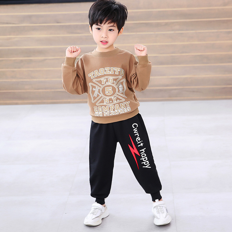 春秋款儿童纯棉卫衣圆领上衣男女童秋装运动衫不连帽卫衣一件代发