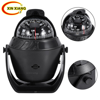跨境熱銷航海指南針車船用指南球帶磁偏角調節戶外遠洋LED燈夜光