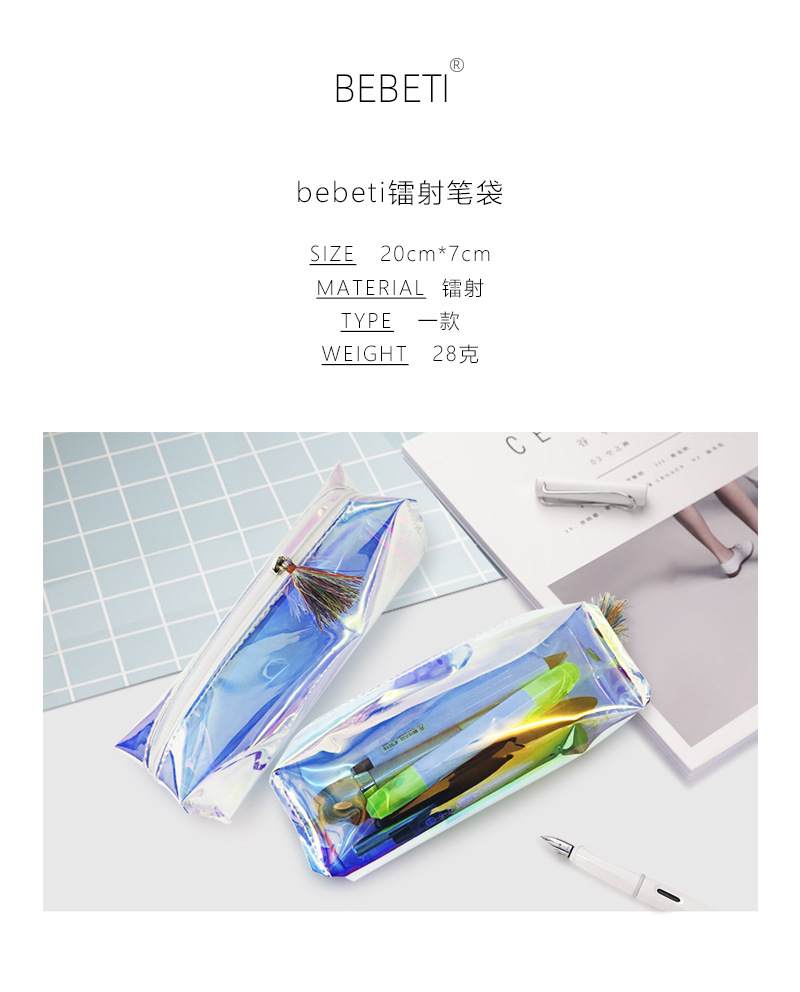 Estuche de lpices transparente colorido literario de moda Estuche de lpices de Corea regalo de nia de escuela al por mayor nihaojewelrypicture2