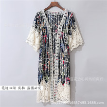 防晒衣女中长款上衣开衫2019初秋新款长袖蕾丝小披肩外搭薄外套夏