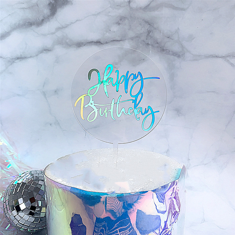 Birthday Festival Round, Letter Pattern Handmade Craft Birthday Round Letter Arylic Party Cake Decorating Supplies Party Supplies Cake Decorating Supplies