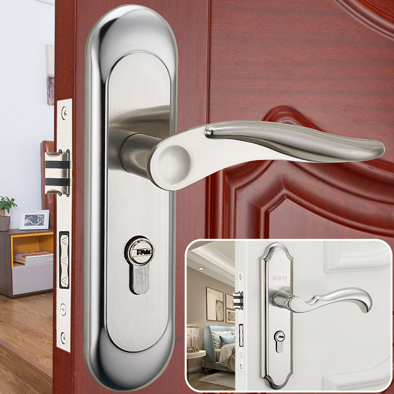 new pattern Stainless steel bedroom Door lock European style Interior locks modern Simplicity solid wood Door lock Mute Mechanics Door lock
