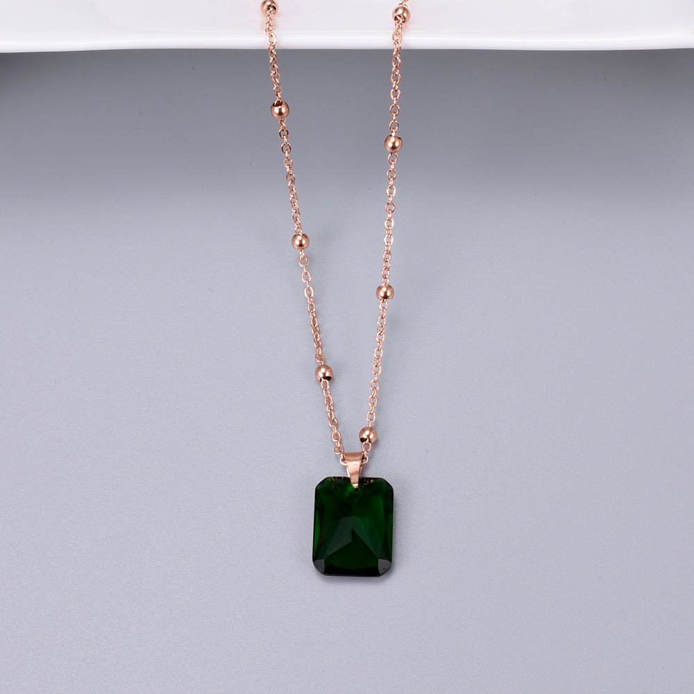 Wholesale Jewelry Emerald Big Zircon Square Pendant Fashion Necklace Nihaojewelry display picture 6