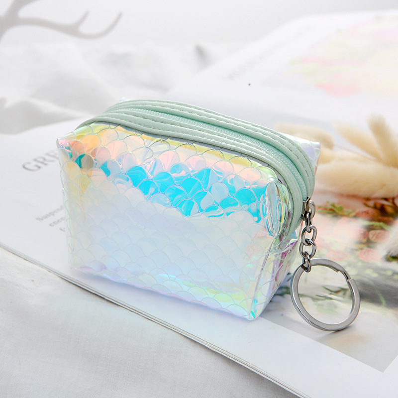 Hot Sale Laser Fish Scale Pattern Colorful Coin Purse Pvc Semi-circular Wallet display picture 11